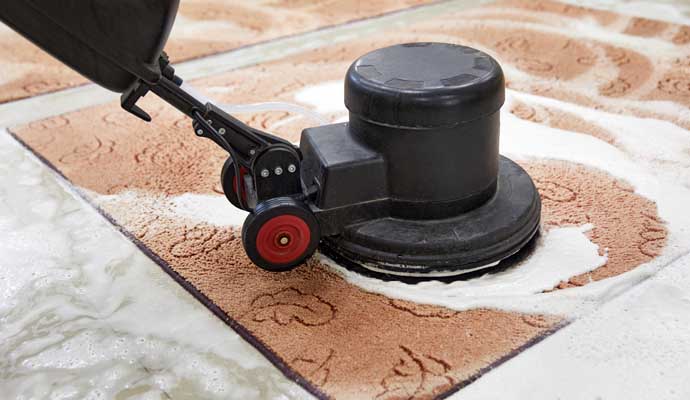 Professional carpet cleaning with cleaning machine