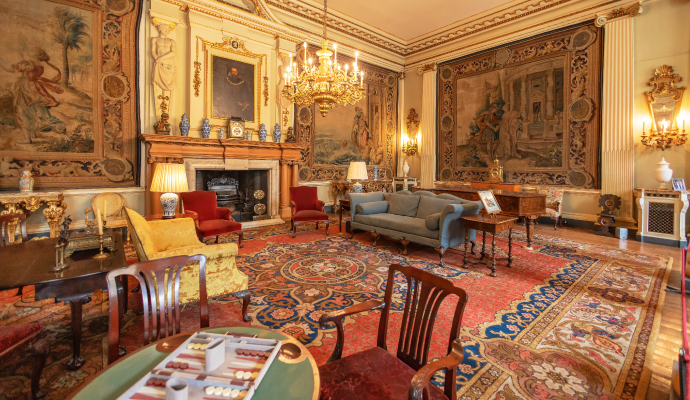  an opulent room with historical antique rug