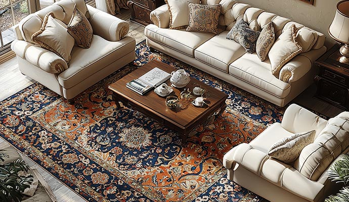 A well decorated living room with a clean carpet on the floor