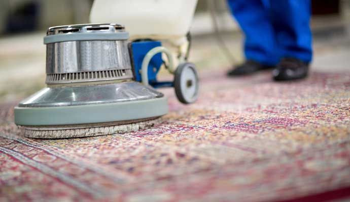 Professional carpet cleaning with cleaning machine