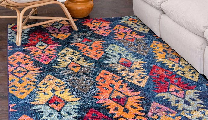 Colorful clean rug on the floor